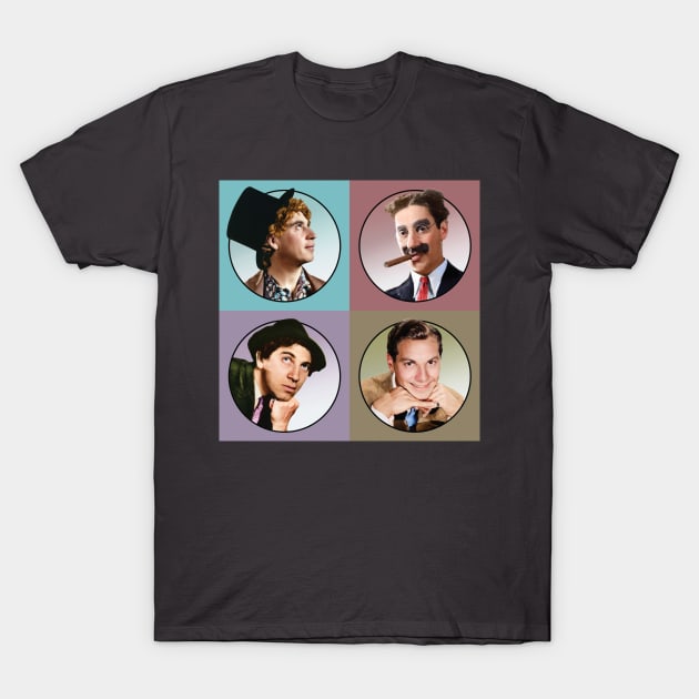 The Four Marx Brothers 4-Color Quad T-Shirt by SpruceTavern